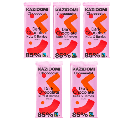 Pack x5 Chocolat Noir 85% Noix & Baies BIO